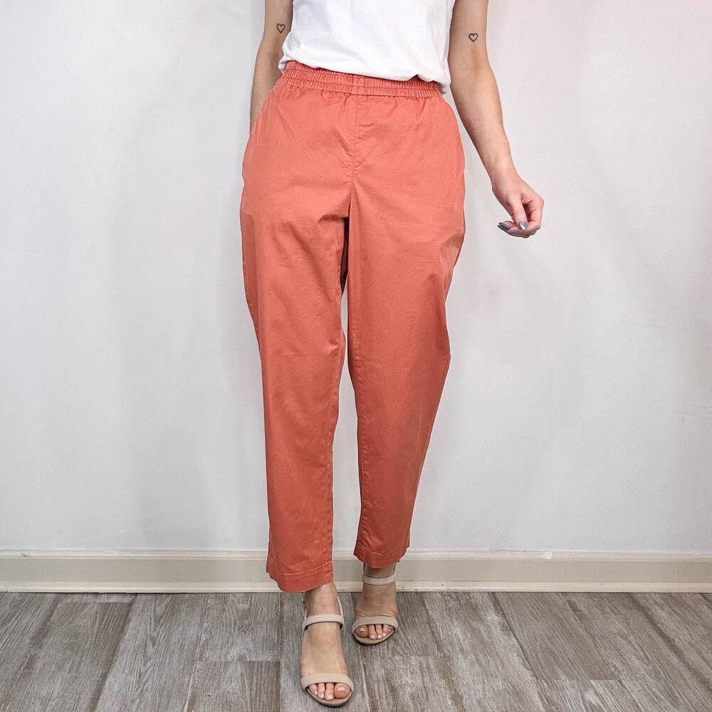 EVERLANE coral high rise elastic waist pants coastal preppy 3100